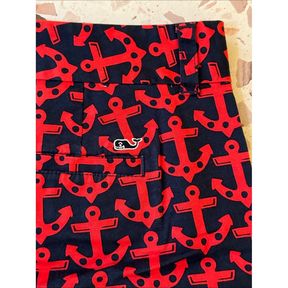Vineyard Vines Size 10 Navy Blue Shorts with Red Anchor Print Cotton and Spandex - Picture 5 of 5